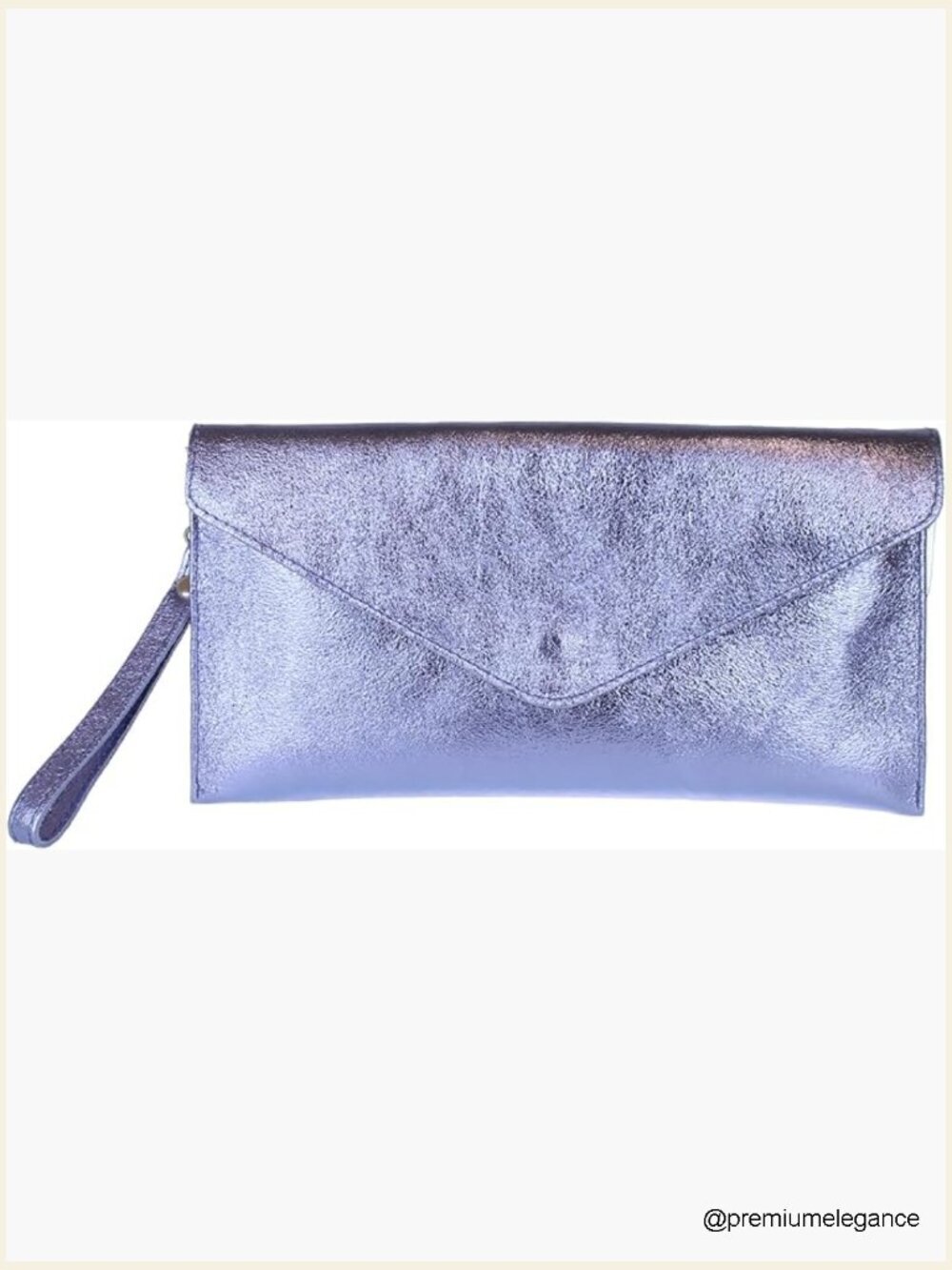 Genuine Leather Envelope Wrist Clutch Bag with Removable Strap